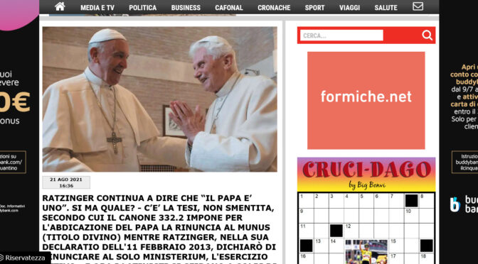 Debate over Benedict XVI’s “Renunciation” floods over into Italian Press