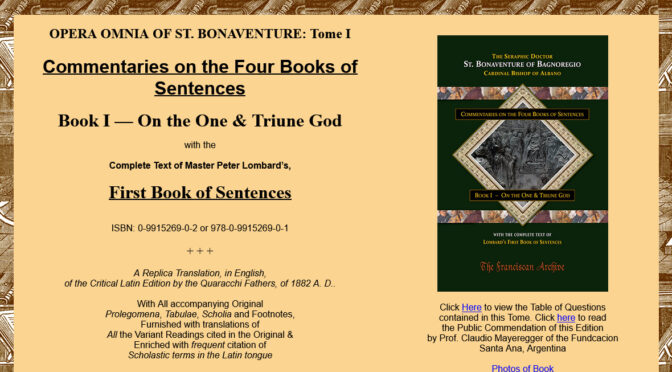 For a limited time only, 50% off Br. Bugnolo’s Bonaventure Book