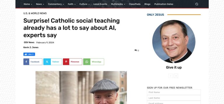 Screenshot 2024 02 10 At 10 26 00 Surprise Catholic Social Teaching Already Has A Lot To Say About AI Experts Say TheCatholicSpirit.com  768x356 